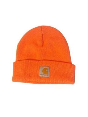 Carhartt Toddler Acrylic Watch Hat Beanie Orange Unisex Winter Knit Cap Cuff Log